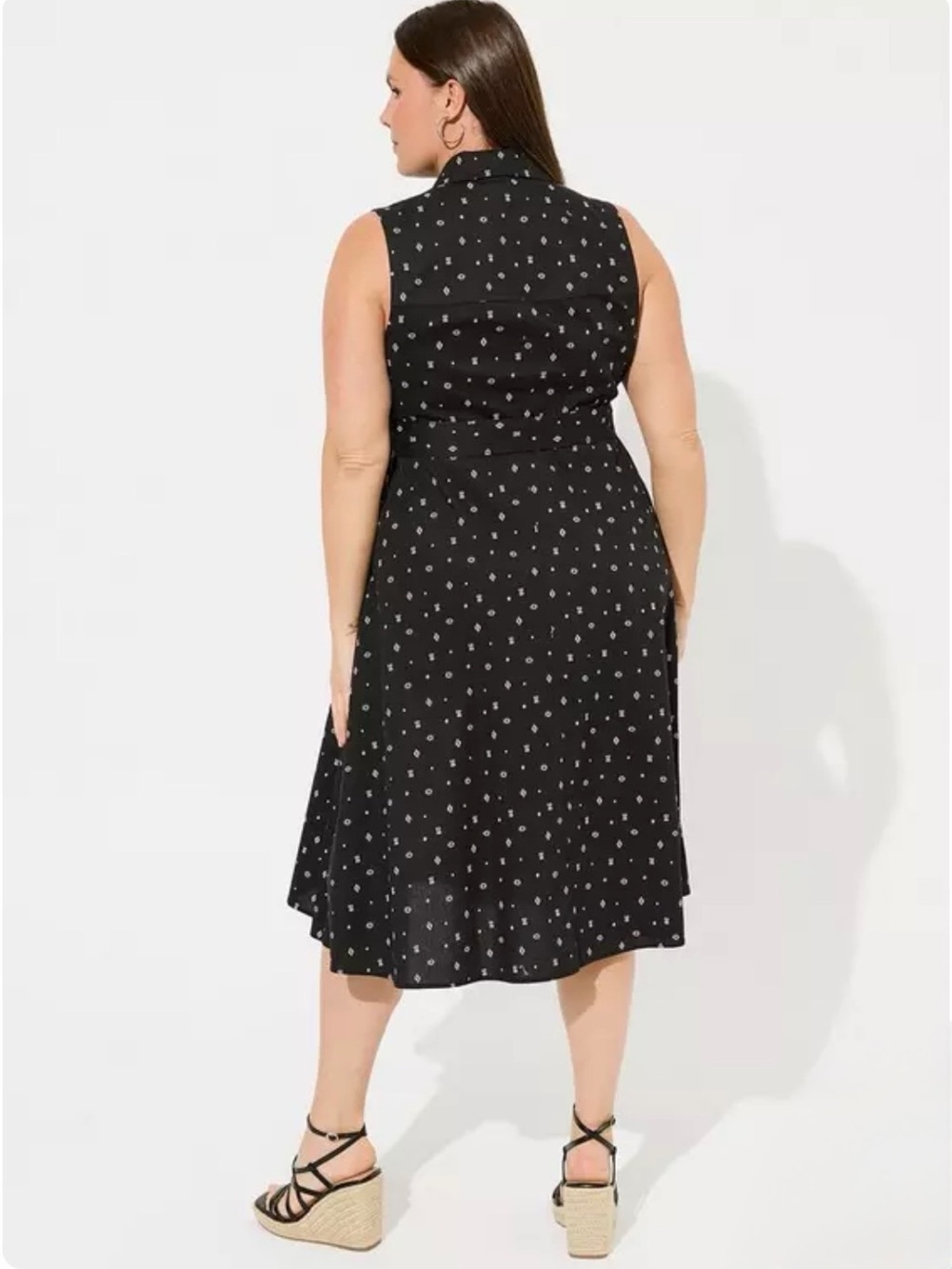 Torrid Midi Poplin Collared Shirtdress Geometric Symbols Black White Size 3 3X - Picture 7 of 11